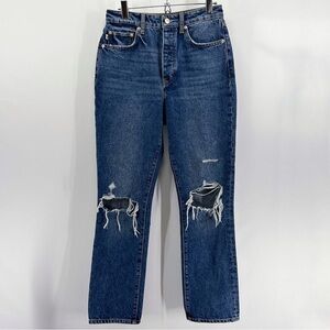 Lovers + Friends Reece High Rise Rigid Slim Straight Distressed Jeans Size 26